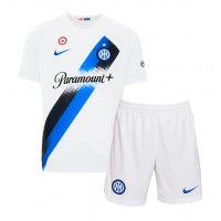 Camiseta Inter Milan Denzel Dumfries #2 Segunda Equipación Replica 2023-24 para niños mangas cortas (+ Pantalones cortos)